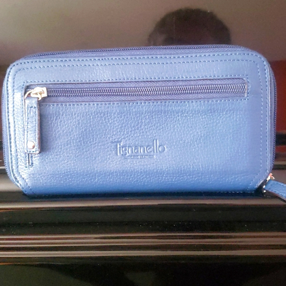 Tignanello Blue Wallet Leather
